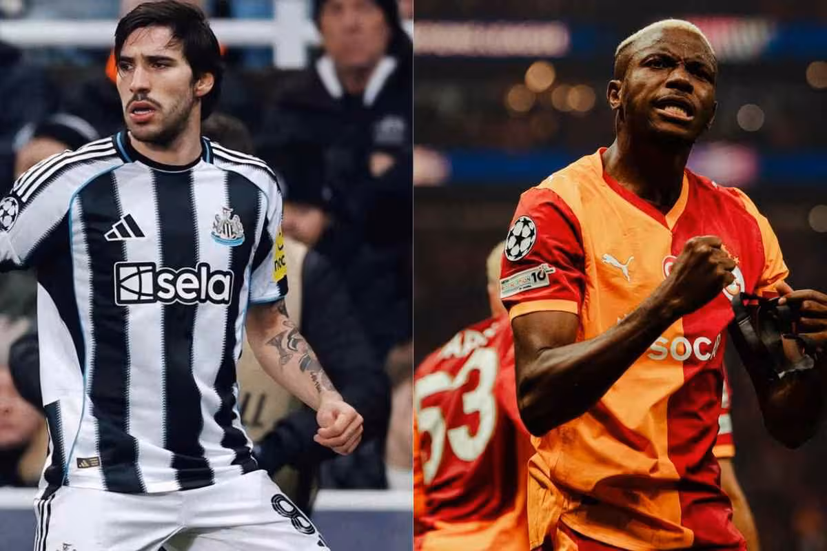 Sandro Tonali e Victor Osimhen in campo con Newcastle e Galatasaray